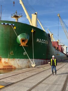Jimmy Tipping, Operations Manager (Glasson Fertiliser) receiving shipment